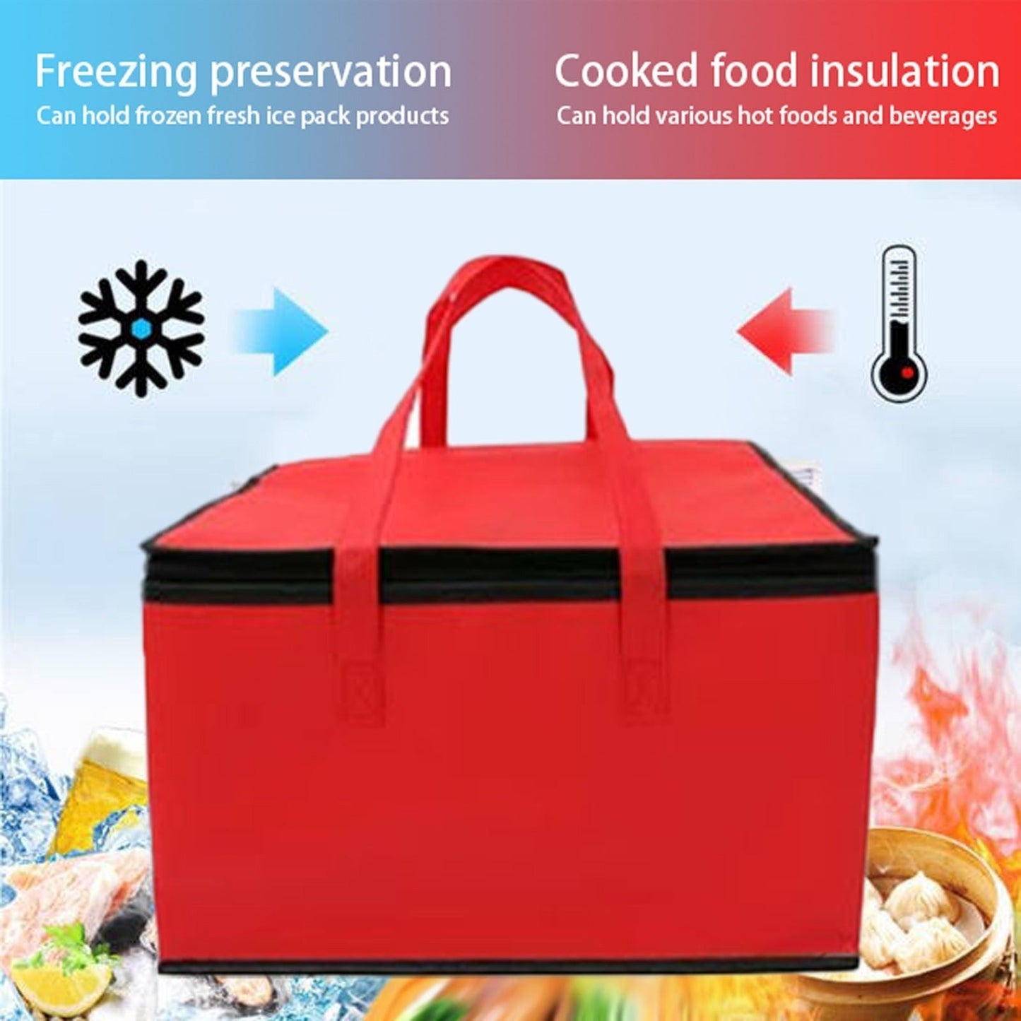 Pizza Delivery Bag for Takeaway Thermal Insulated 19.69"x19.69"x5.91inch