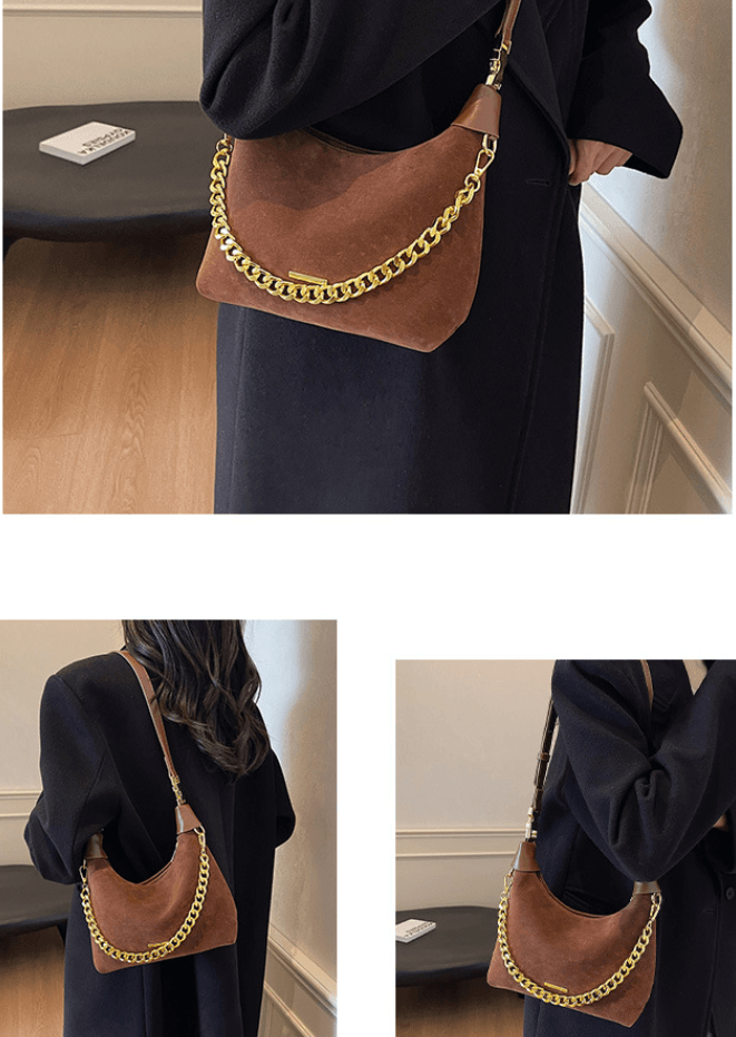 Women's  Suede Leather Handbag - Crossbody Messenger Shoulder Bag