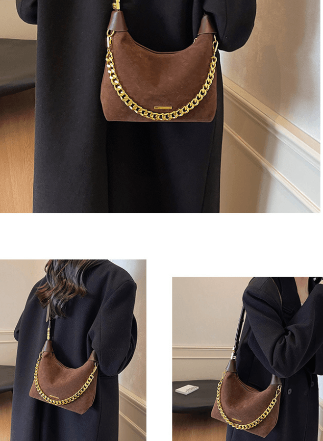 Women's  Suede Leather Handbag - Crossbody Messenger Shoulder Bag