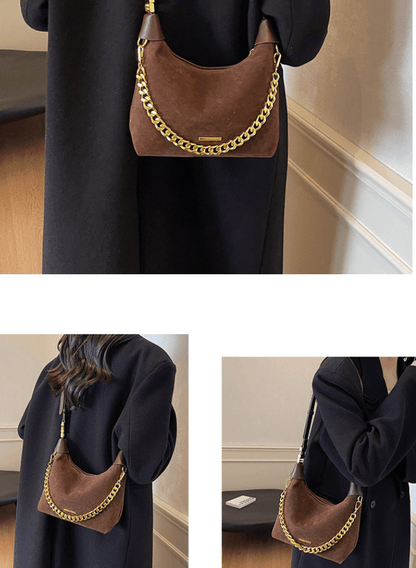 Women's  Suede Leather Handbag - Crossbody Messenger Shoulder Bag