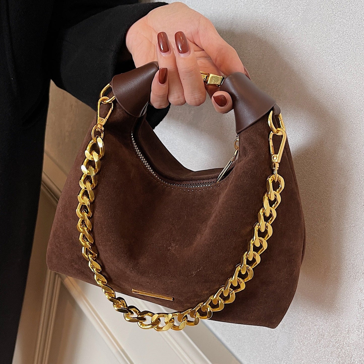 Women's  Suede Leather Handbag - Crossbody Messenger Shoulder Bag