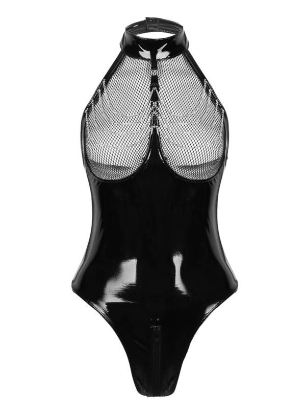 Womens Bunny Girl Club Lingerie Outfit Sexy Bodysuit PVC Leather Cosplay Costume