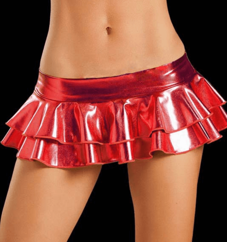 Womens Glossy Mini Pleated Skirts Sexy Low Rise Shiny Club Dance Skirt Clubwear