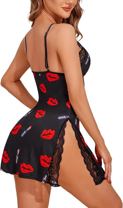 Women Underwear Babydoll Nightwear Pajamas Sexy Lingerie Lace Cotton Silk Dress