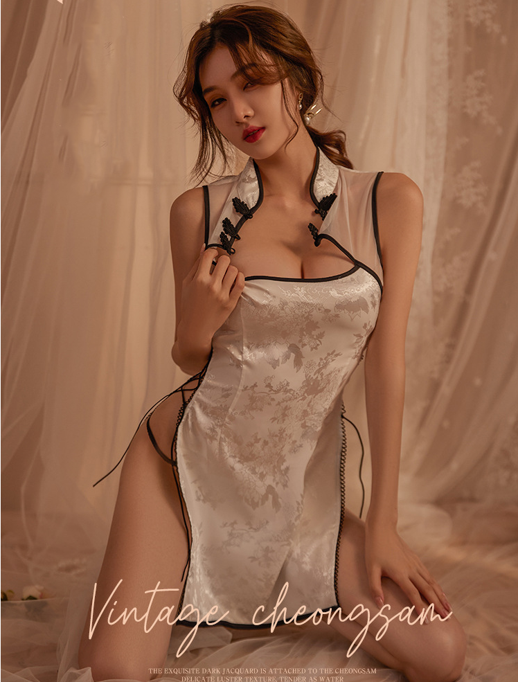 Sexy Lingerie Chinese Dress Lace Tassel Cheongsam Top Skirt Underwear Nightwear