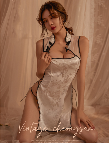 Sexy Lingerie Chinese Dress Lace Tassel Cheongsam Top Skirt Underwear Nightwear