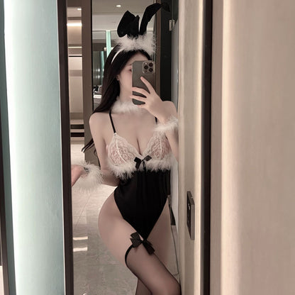 Bunny Girl uniform Sexy Lingerie School Girl Sleepwear Maid Dress Nightwear Underwear Babydoll