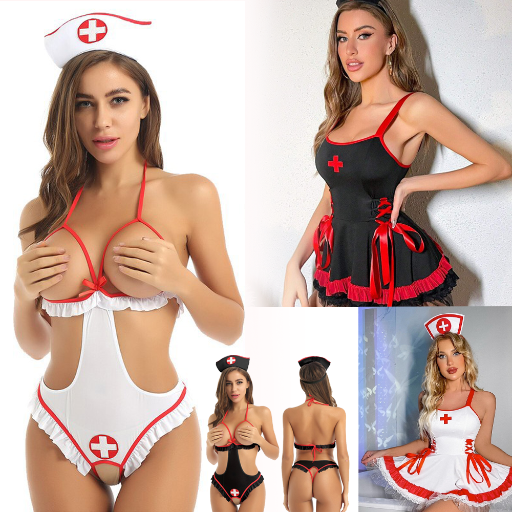 Women's Sexy Lingerie Naughty Nurse Costume Babydoll Bodysuit Cosplay Uniform