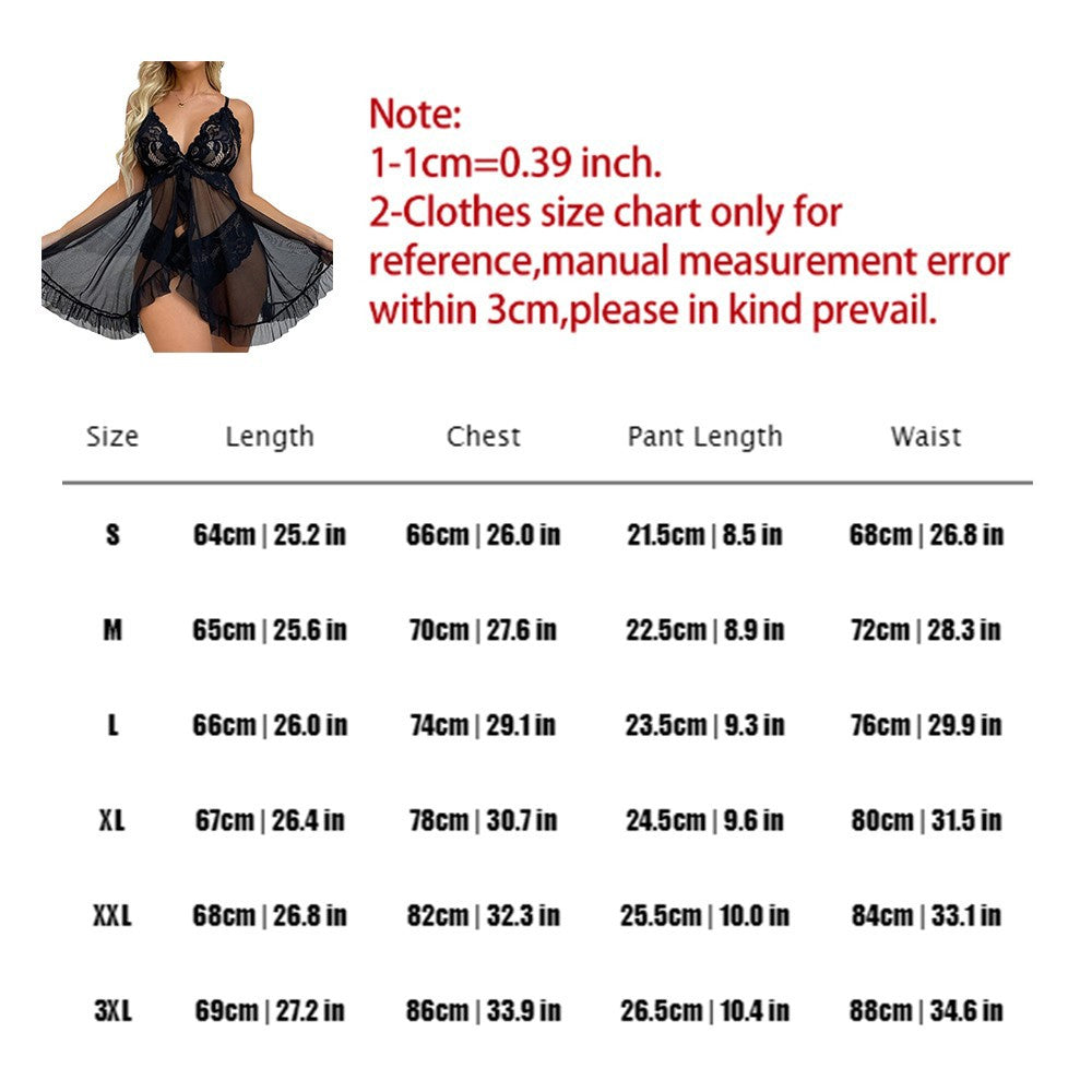 Women's Sexy Lingerie Babydoll Sleepwear Underwear Lace Dress G-String Nightwear black red blue