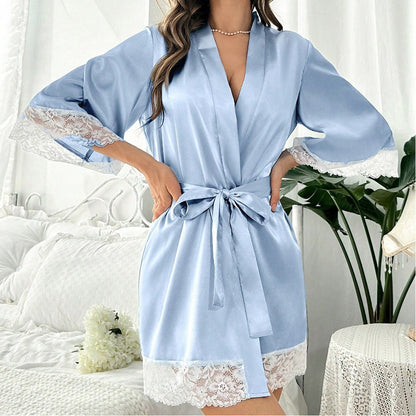 Sexy Lingerie Silk Lace Dress Underwear Babydoll Sleepwear Set Night Dress