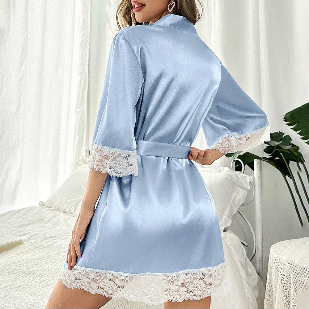 Sexy Lingerie Silk Lace Dress Underwear Babydoll Sleepwear Set Night Dress