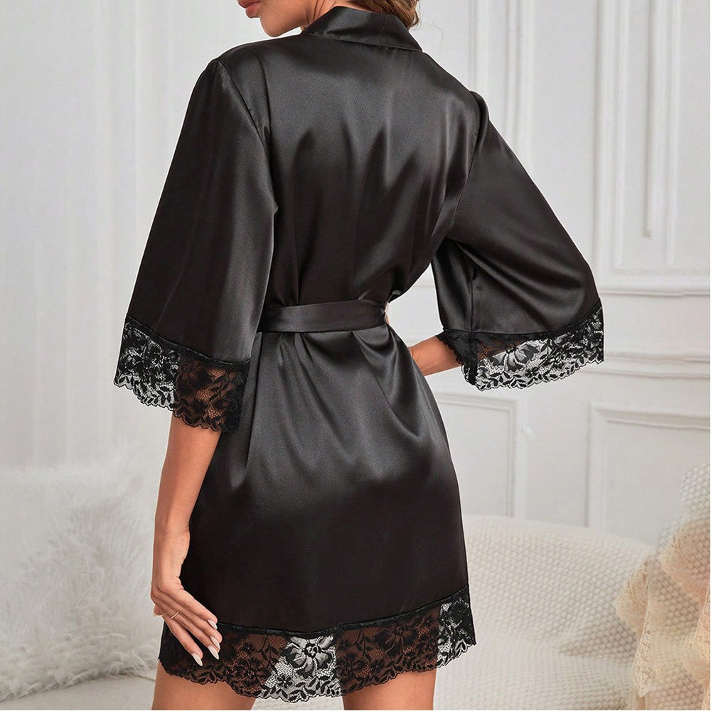 Sexy Lingerie Silk Lace Dress Underwear Babydoll Sleepwear Set Night Dress