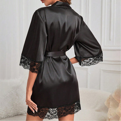 Sexy Lingerie Silk Lace Dress Underwear Babydoll Sleepwear Set Night Dress