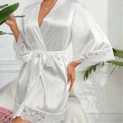 Sexy Lingerie Silk Lace Dress Underwear Babydoll Sleepwear Set Night Dress