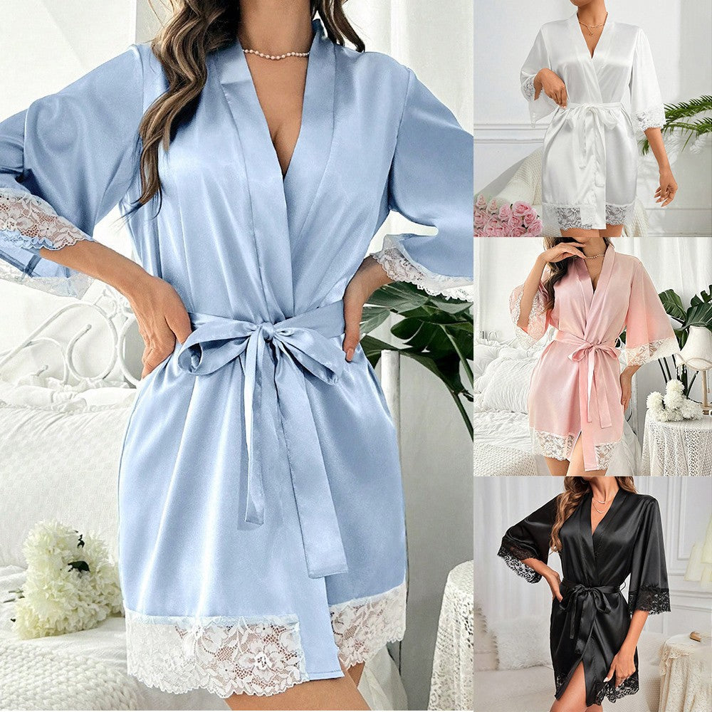 Sexy Lingerie Silk Lace Dress Underwear Babydoll Sleepwear Set Night Dress
