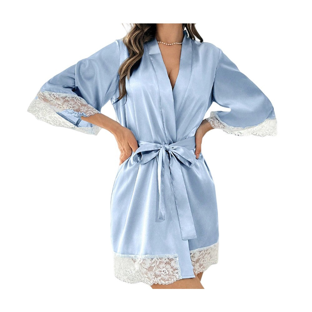 Sexy Lingerie Silk Lace Dress Underwear Babydoll Sleepwear Set Night Dress