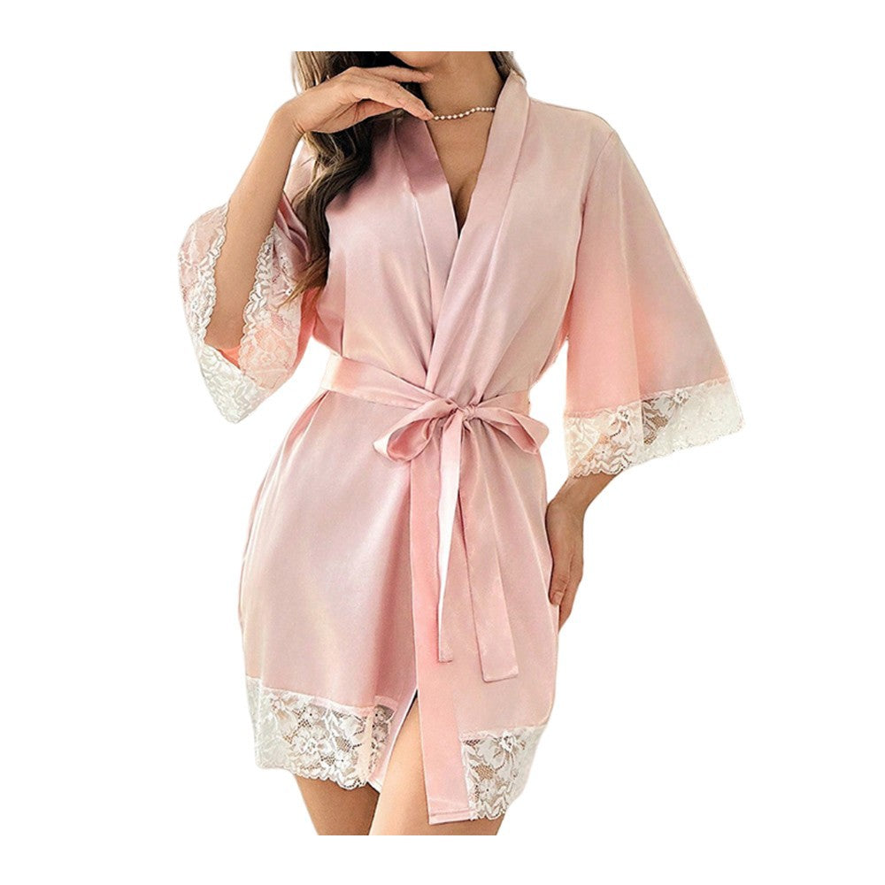 Sexy Lingerie Silk Lace Dress Underwear Babydoll Sleepwear Set Night Dress
