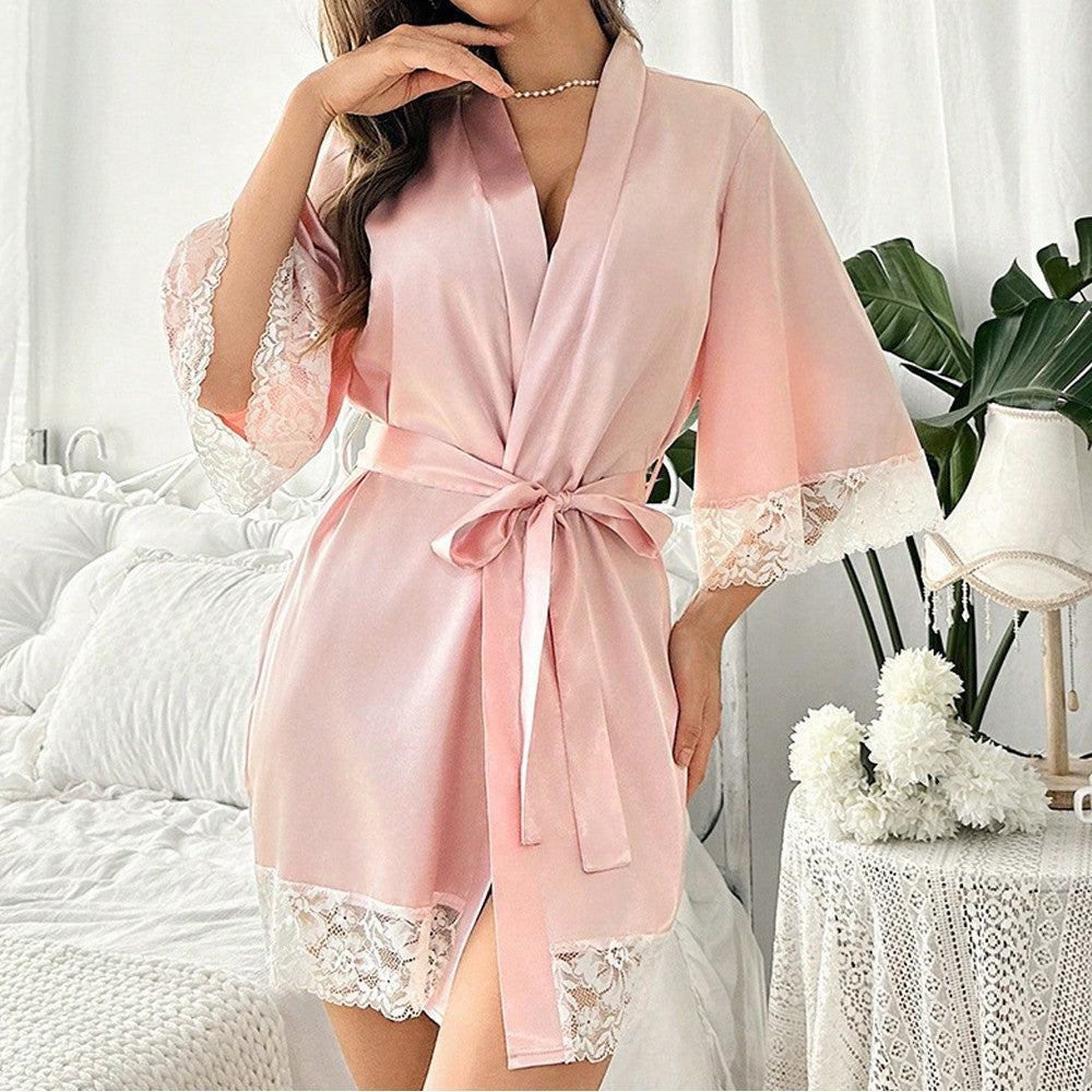 Sexy Lingerie Silk Lace Dress Underwear Babydoll Sleepwear Set Night Dress