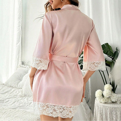Sexy Lingerie Silk Lace Dress Underwear Babydoll Sleepwear Set Night Dress