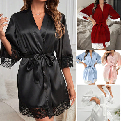 Sexy Lingerie Silk Lace Dress Underwear Babydoll Sleepwear Set Night Dress