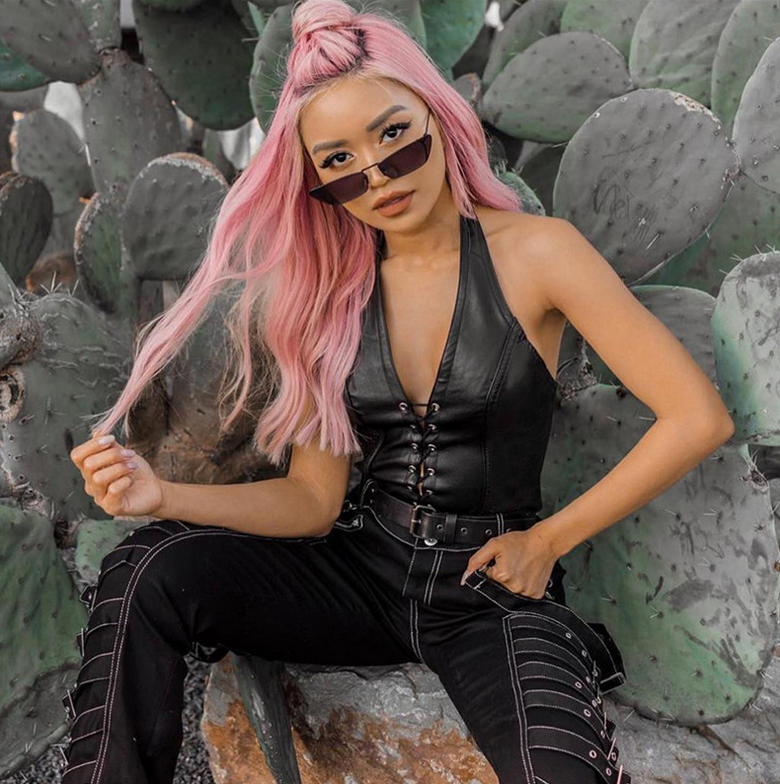 Sexy Lace Up Front Backless PU Leather Black Halter Top Party Clubwear Biker