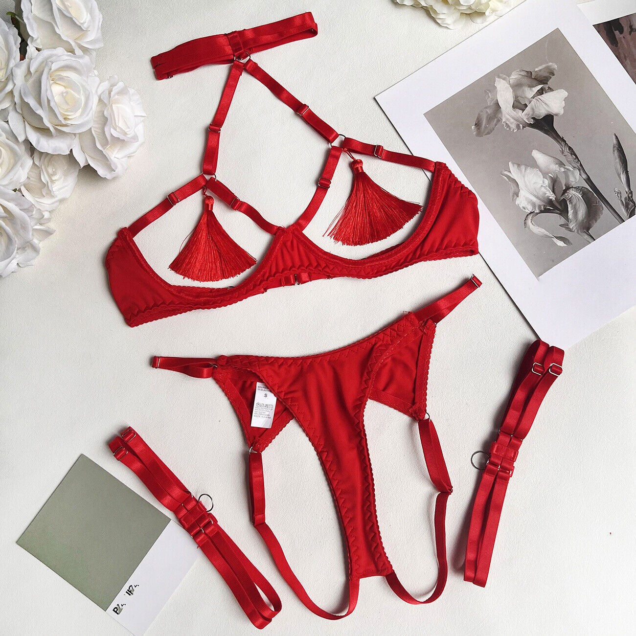 Women's Sexy Nightwear Lingerie Lace Babydoll Bra Thong Set Sleepwear Underwear
