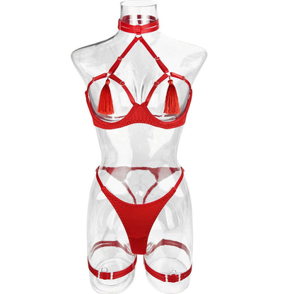 Women's Sexy Nightwear Lingerie Lace Babydoll Bra Thong Set Sleepwear Underwear
