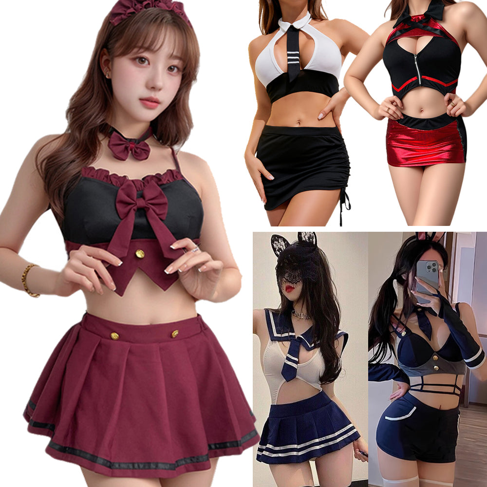 Women Sexy Cosplay Lingerie Student Uniform School Girl Costumes Babydoll Dress