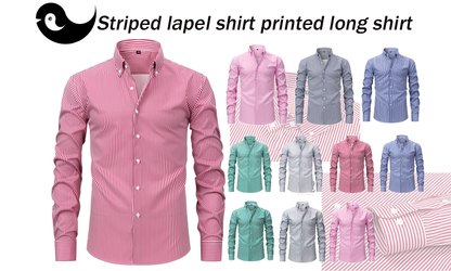 Pretty Slim Fit Buttons Up Shirt Long Sleeve Retro Stripe Men’s Size S-XXXL