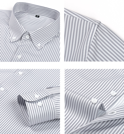 Pretty Slim Fit Buttons Up Shirt Long Sleeve Retro Stripe Men’s Size S-XXXL