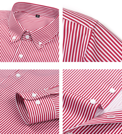 Pretty Slim Fit Buttons Up Shirt Long Sleeve Retro Stripe Men’s Size S-XXXL