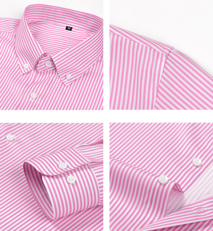 Pretty Slim Fit Buttons Up Shirt Long Sleeve Retro Stripe Men’s Size S-XXXL