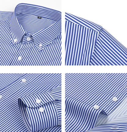 Pretty Slim Fit Buttons Up Shirt Long Sleeve Retro Stripe Men’s Size S-XXXL
