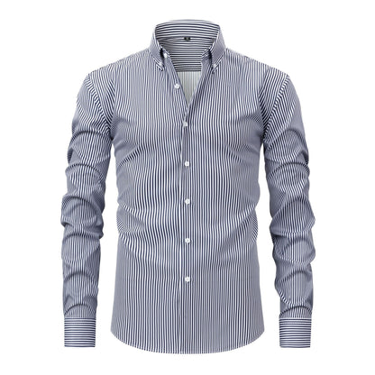 Pretty Slim Fit Buttons Up Shirt Long Sleeve Retro Stripe Men’s Size S-XXXL