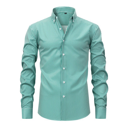 Pretty Slim Fit Buttons Up Shirt Long Sleeve Retro Stripe Men’s Size S-XXXL