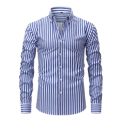 Pretty Slim Fit Buttons Up Shirt Long Sleeve Retro Stripe Men’s Size S-XXXL