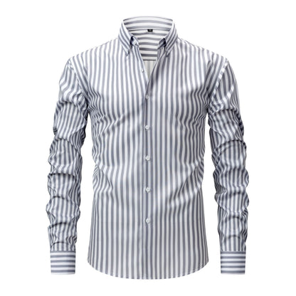 Pretty Slim Fit Buttons Up Shirt Long Sleeve Retro Stripe Men’s Size S-XXXL