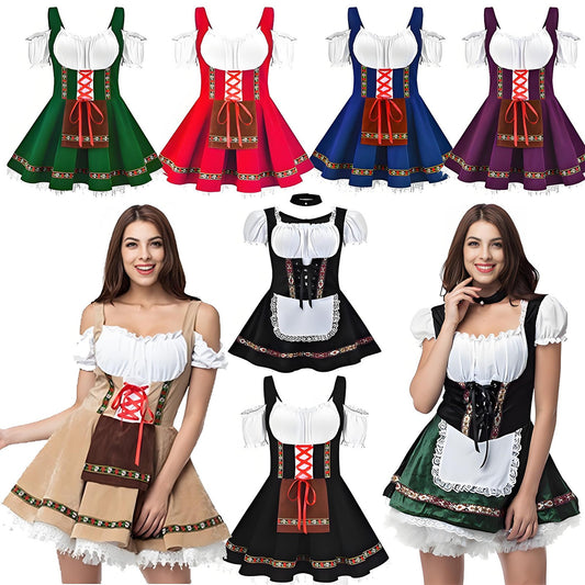 Womens German Bavarian Dirndl Dress Apron Oktoberfest Fancy Beer Maid Costume
