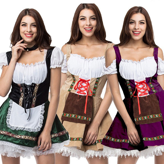 Womens German Bavarian Dirndl Dress Apron Oktoberfest Fancy Beer Maid Costume