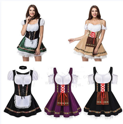 Womens German Bavarian Dirndl Dress Apron Oktoberfest Fancy Beer Maid Costume