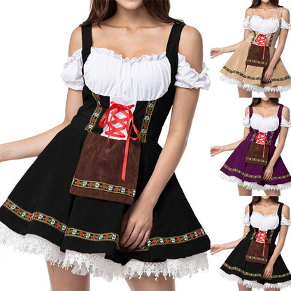 Womens German Bavarian Dirndl Dress Apron Oktoberfest Fancy Beer Maid Costume