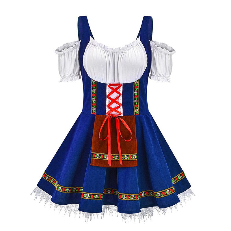 Womens German Bavarian Dirndl Dress Apron Oktoberfest Fancy Beer Maid Costume