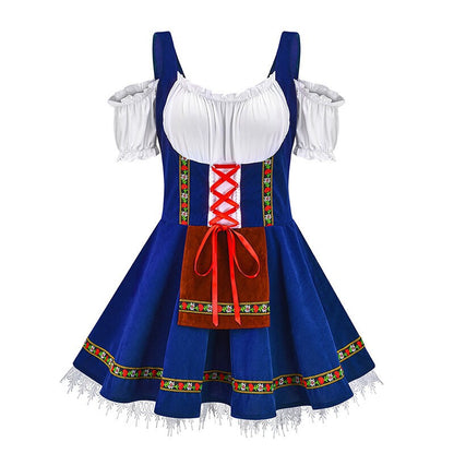 Womens German Bavarian Dirndl Dress Apron Oktoberfest Fancy Beer Maid Costume