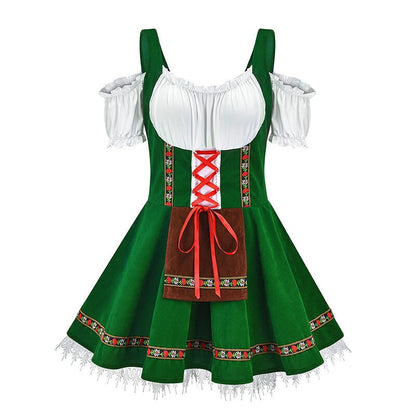 Womens German Bavarian Dirndl Dress Apron Oktoberfest Fancy Beer Maid Costume