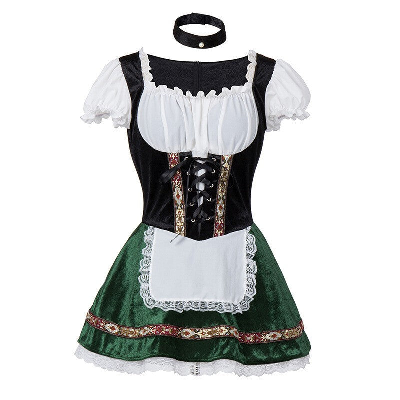 Womens German Bavarian Dirndl Dress Apron Oktoberfest Fancy Beer Maid Costume