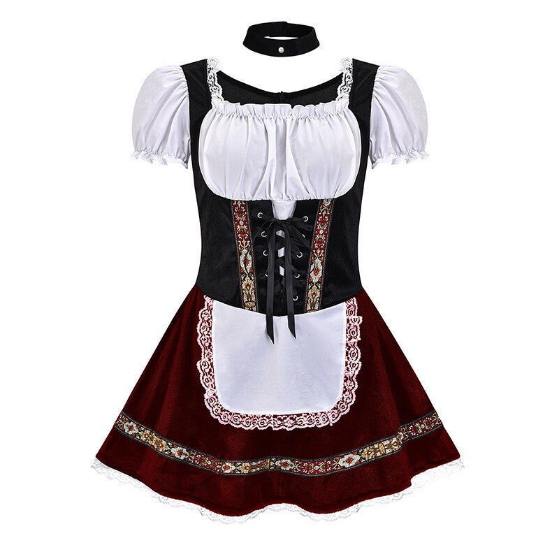 Womens German Bavarian Dirndl Dress Apron Oktoberfest Fancy Beer Maid Costume