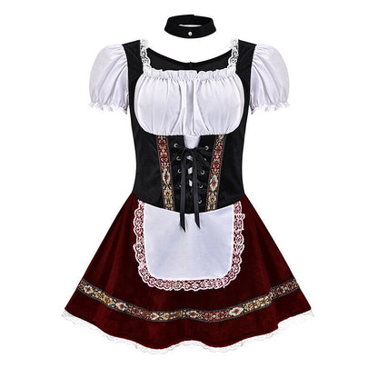 Womens German Bavarian Dirndl Dress Apron Oktoberfest Fancy Beer Maid Costume
