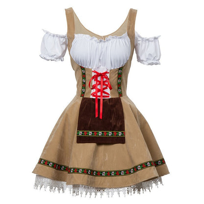 Womens German Bavarian Dirndl Dress Apron Oktoberfest Fancy Beer Maid Costume