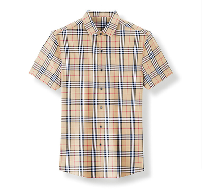 Plaid Short Sleeve Men's Shirt Vintage Men Casual Shirt Summer Thin Tops Shirt