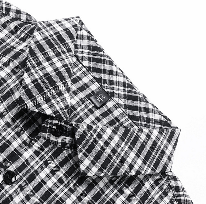 New Polo Shirt Men's Slim Plaid Shirt Small Plaid Button Shirt Pocket Office